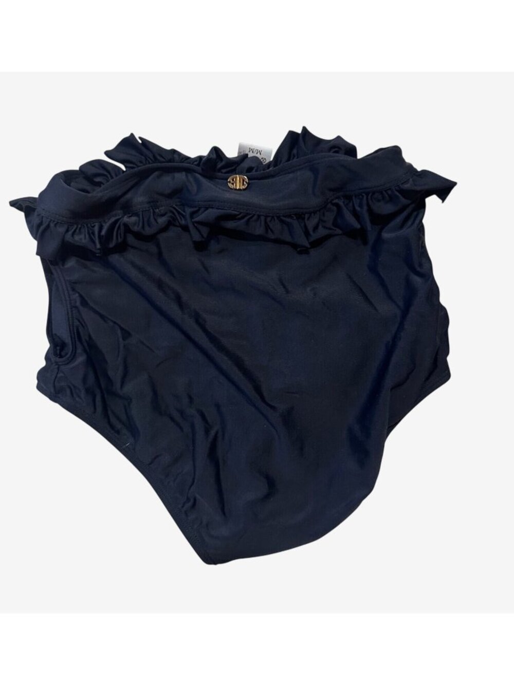 Adriana Degreas Womens Solid Black Ruffled High-Waist Hot Pants - Size M $180